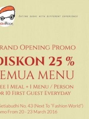 Opening Promo di Sushi Boon Jl. Setiabudi 43, Bandung