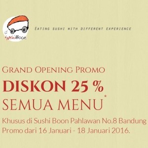 Opening Promo di Sushi Boon Jl. Pahlawan, Bandung