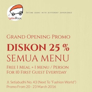 Opening Promo di Sushi Boon Jl. Setiabudi 43, Bandung
